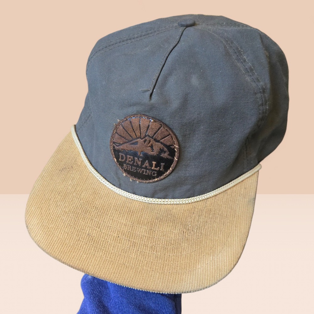 Denali Brewing‎ x Spacecraft Hat Talkeetna Alaska Roper OS Hat Gray Tan CORDUROY